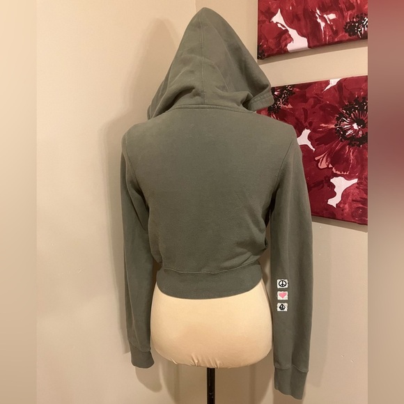 Volcom Vintage Olive Drab Cropped Hoodie, size XS - Picture 4 of 7